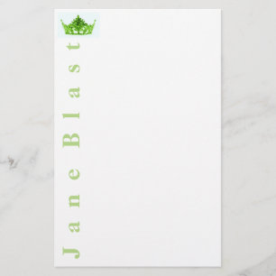 Miss America stil Krona Stationery-Grönt/White Brevpapper