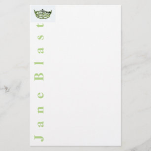 Miss America stil Krona Stationery-Grönt/White Brevpapper