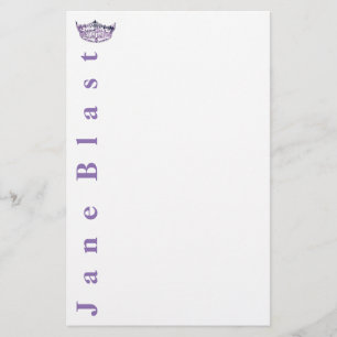 Miss America stil Krona Stationery-Lila/White Brevpapper