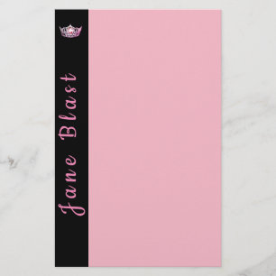 Miss America stil Krona Stationery Rosa/Black Brevpapper