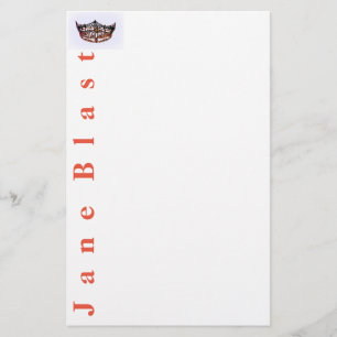 Miss America stil Krona Stationery-Tangerine/Wht Brevpapper