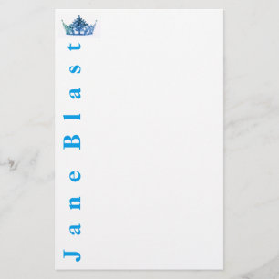 Miss America stil Krona Stationery-Turcos/Wht Brevpapper