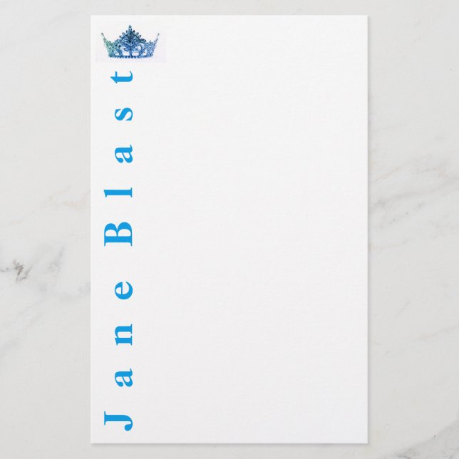 Miss America stil Krona Stationery-Turcos/Wht Brevpapper (Framsida)