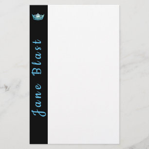 Miss America stil Krona Stationery-Turcos/Wht Brevpapper
