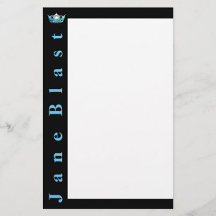 Miss America stil Krona Stationery-Turcos/Wht Brevpapper