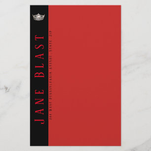 Miss America stil Krona Stationery-Turcos/Wht Brevpapper