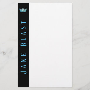 Miss America stil Krona Stationery-Turcos/Wht Brevpapper