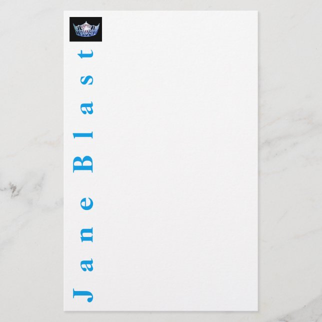 Miss America stil Krona Stationery-Turcos/Wht Brevpapper (Framsida)