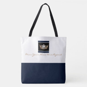 Miss America stil Krona Tote Navy/Whte Tygkasse