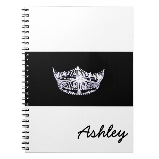 Miss America stil Notebook-Krona & Custom Name Anteckningsbok Med Spiral (Framsidan)