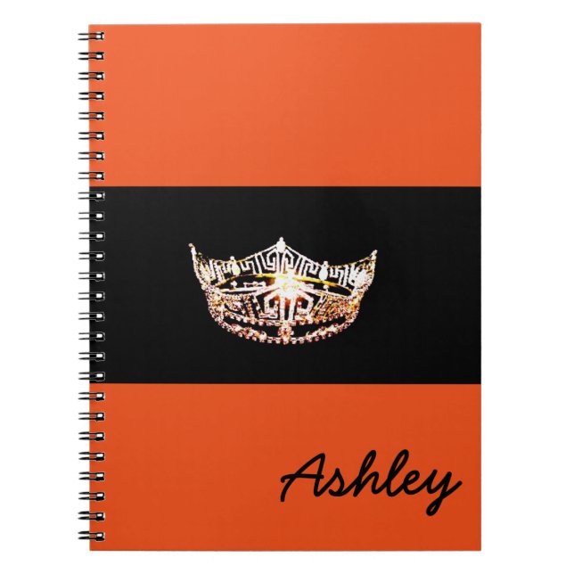 Miss America stil Notebook-Krona & Custom Name Anteckningsbok Med Spiral (Framsidan)