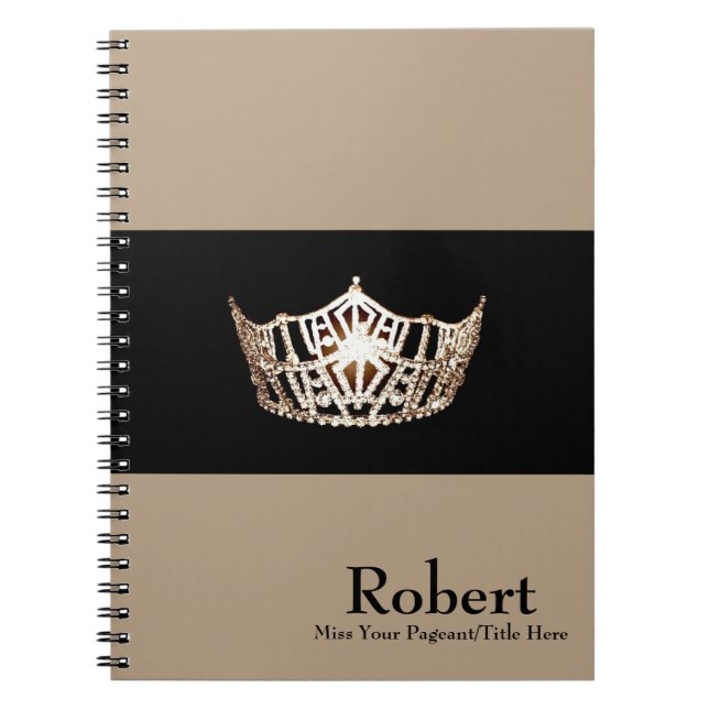 Miss America stil Notebook-Krona & Custom Name Anteckningsbok Med Spiral (Framsidan)
