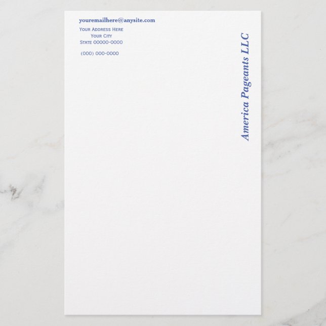 Miss America stil på sidan Letterhead Brevpapper (Framsida)