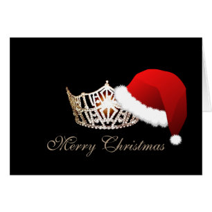 Miss America stil Santa Hat Krona julkort Hälsningskort