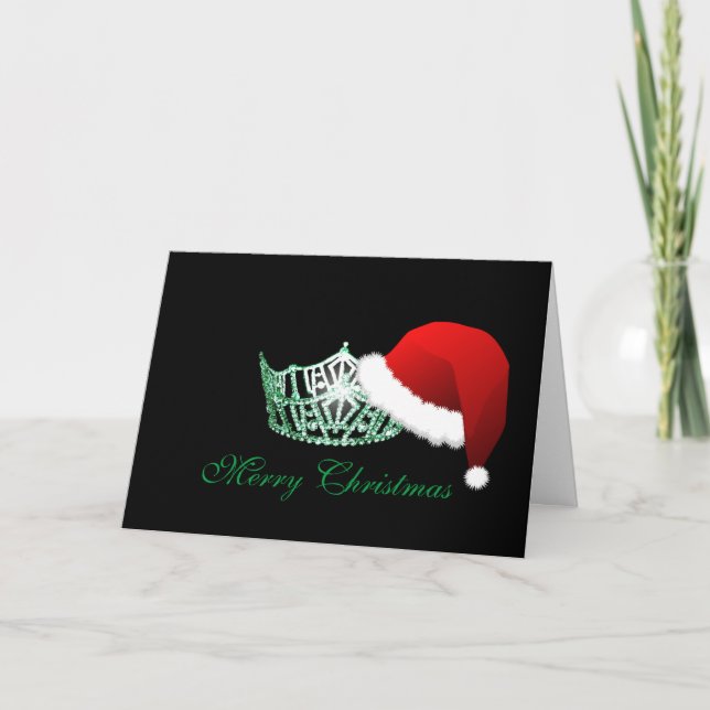 Miss America stil Santa Hat Krona julkort Helgkort (Framsida)