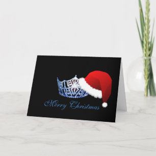 Miss America stil Santa Hat Krona julkort Helgkort