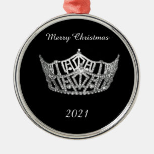 Miss America stil Silver Krona jul Ornamet Julgransprydnad Metall