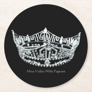Miss America stil Silver Krona Papper Underlägg Rund