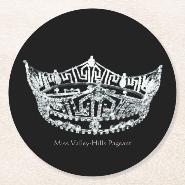 Miss America stil Silver Krona Papper Underlägg Rund (Framsidan)