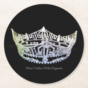 Miss America stil Silver Krona Papper Underlägg Rund