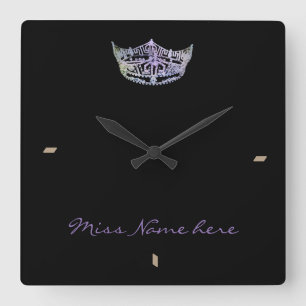Miss America stil Silver Rain Krona Clock Fyrkantig Klocka