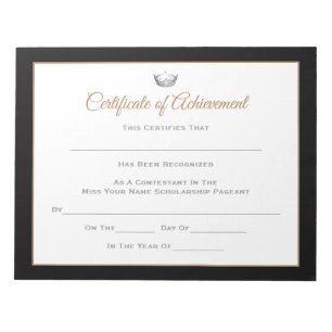 Miss America stil Skönhetstävling Certificates-Ach Anteckningsblock