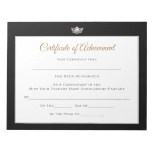 Miss America stil Skönhetstävling Certificates-Ach Anteckningsblock