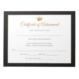 Miss America stil Skönhetstävling Certificates-Ach Anteckningsblock