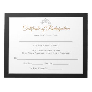 Miss America stil Skönhetstävling Certificates-par Anteckningsblock