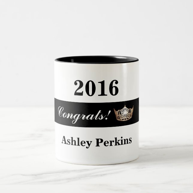 Miss America stil Skönhetstävling Krona Gratulerar Två-Tonad Mugg (Center)