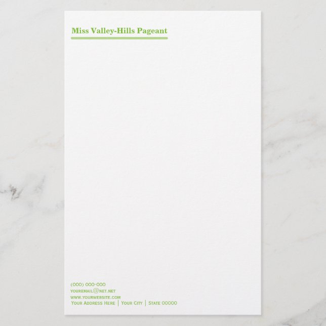 Miss America stil Topline Stationery Brevpapper (Framsida)