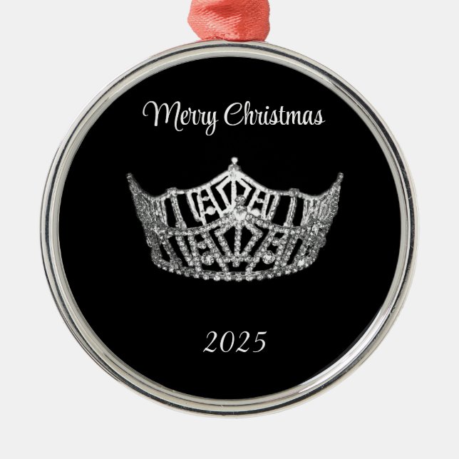 Miss America style Silver Crown Christmas Ornament (Framsidan)