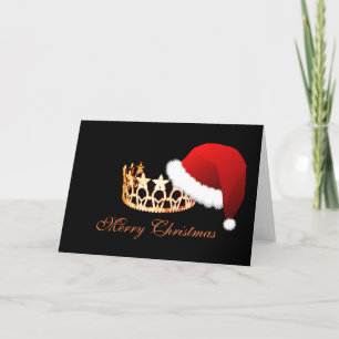 Miss America USA Santa Hat Orange Krona Card Helgkort
