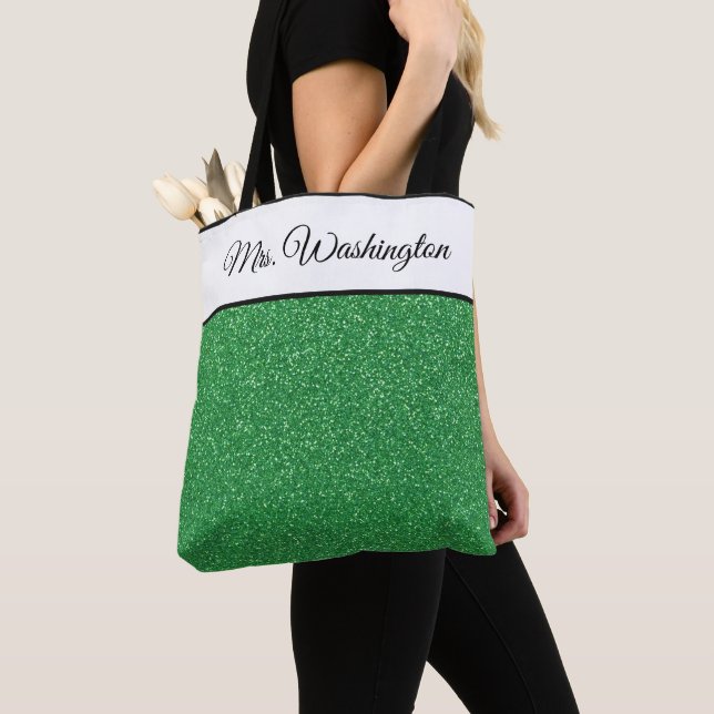 Miss America USA Skönhetstävling Faux Glitter Tote Tygkasse (Närbild)