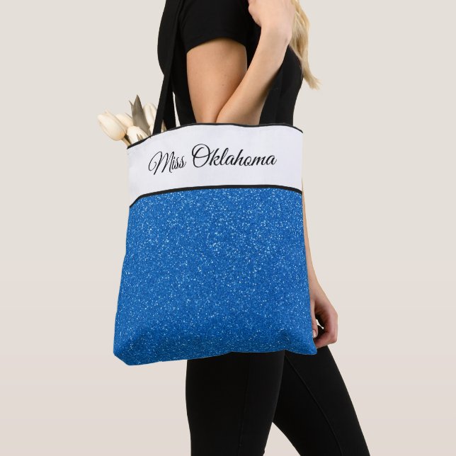 Miss America USA Skönhetstävling Faux Glitter Tote Tygkasse (Närbild)