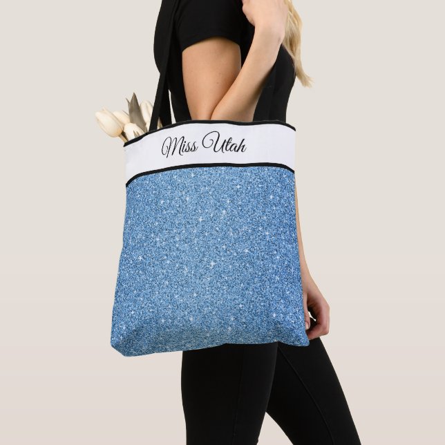 Miss America USA Skönhetstävling Faux Glitter Tote Tygkasse (Närbild)