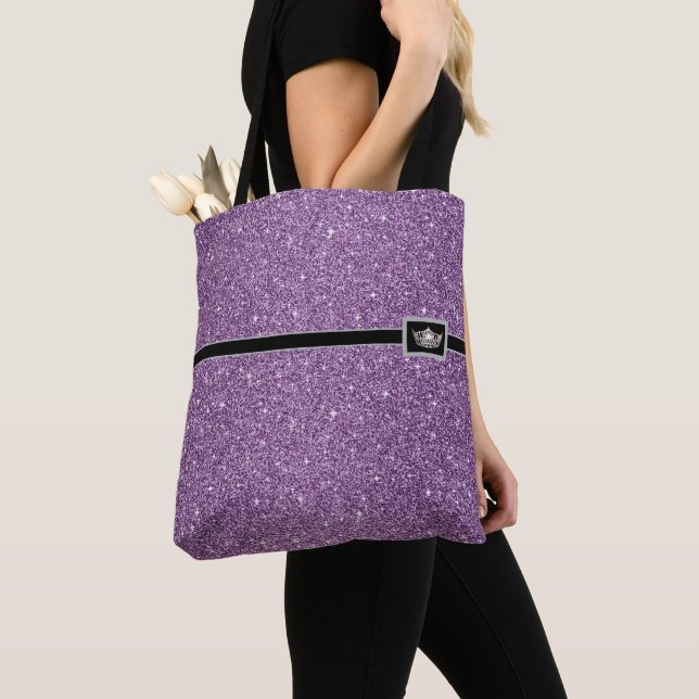 Miss America USA Skönhetstävling Faux Glitter Tote Tygkasse (Närbild)