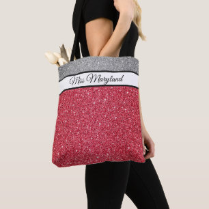 Miss America USA Skönhetstävling Faux Glitter Tote Tygkasse
