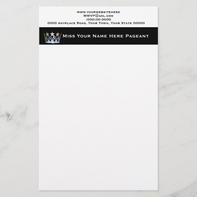 Miss America USA stil Anpassningsbar Letterhead Brevpapper (Framsida)