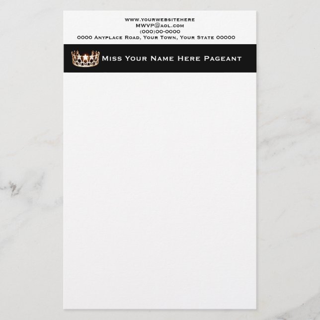 Miss America USA stil Anpassningsbar Letterhead Brevpapper (Framsida)