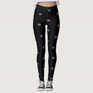 Miss America Women's Mörk Rosa Krona Leggings