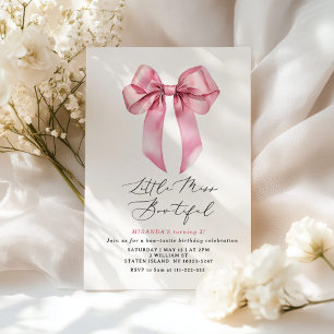 Miss Bowtiful Rosa Coquette Bow-födelsedag Inbjudningar