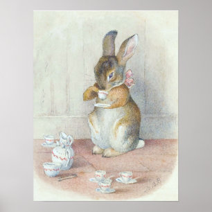 Miss Bunny Dricker Te Barnvägg Poster
