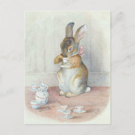 Miss Bunny Drinking Tea Vykort