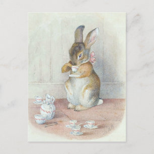 Miss Bunny Drinking Tea Vykort