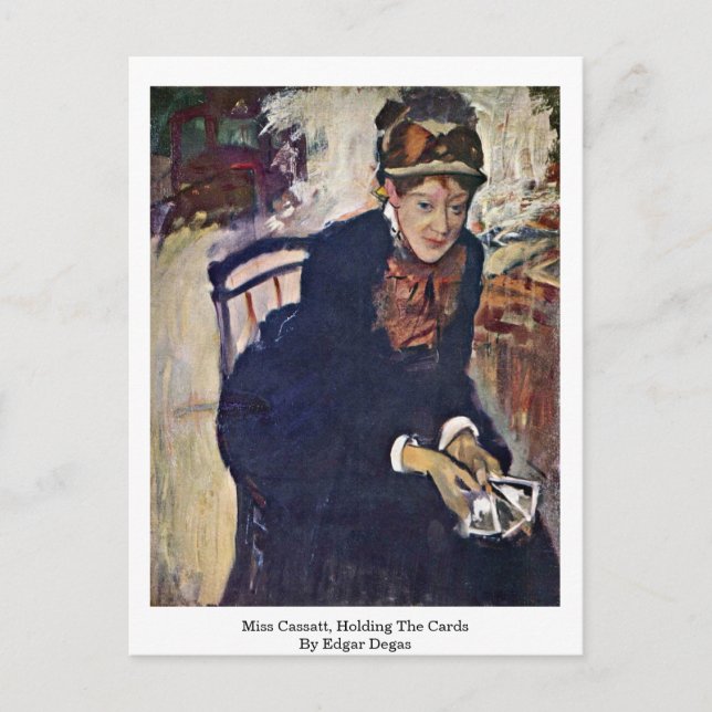 Miss Cassatt, som innehar korten av Edgar Degas Vykort (Framsida)