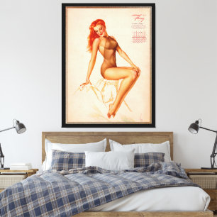 Miss februari Varga Girl 1946 Pin-up Calendar Canvastryck