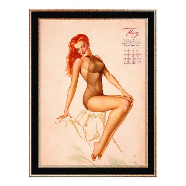 Miss februari Varga Girl 1946 Pin-up Calendar Fototryck (Framsidan)
