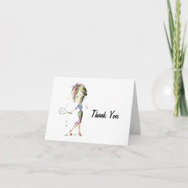 Miss-fit Girl Plays Tennis Tack Greeting Card Kort