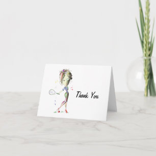 Miss-fit Girl Plays Tennis Tack Greeting Card Kort
